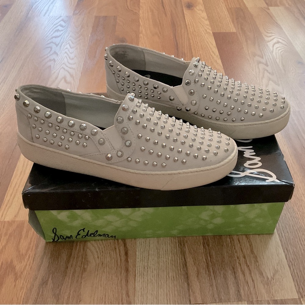 Sam Edelman Gray Suede Studded Slip-Ons